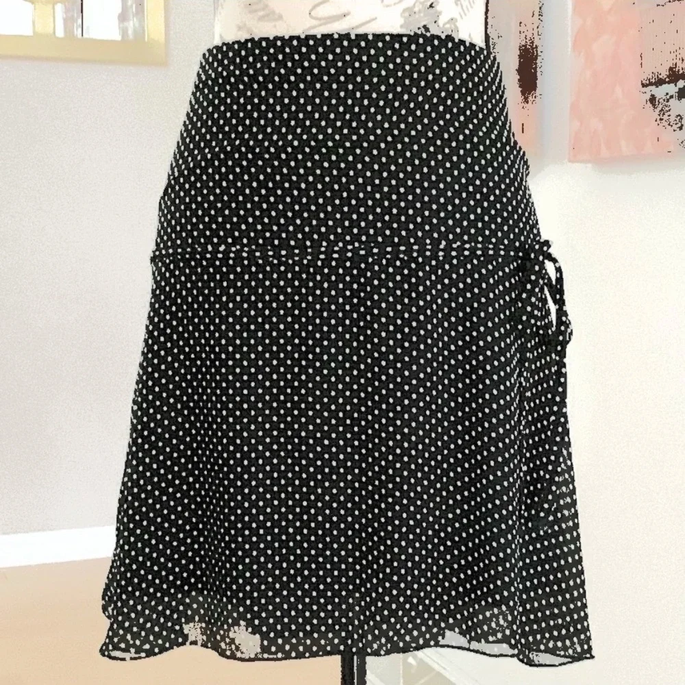 Torrid Blue White Polka Dot Skater Skirt w Hip Tie Detail GUC sz 1 14 16 1X - Picture 1 of 5